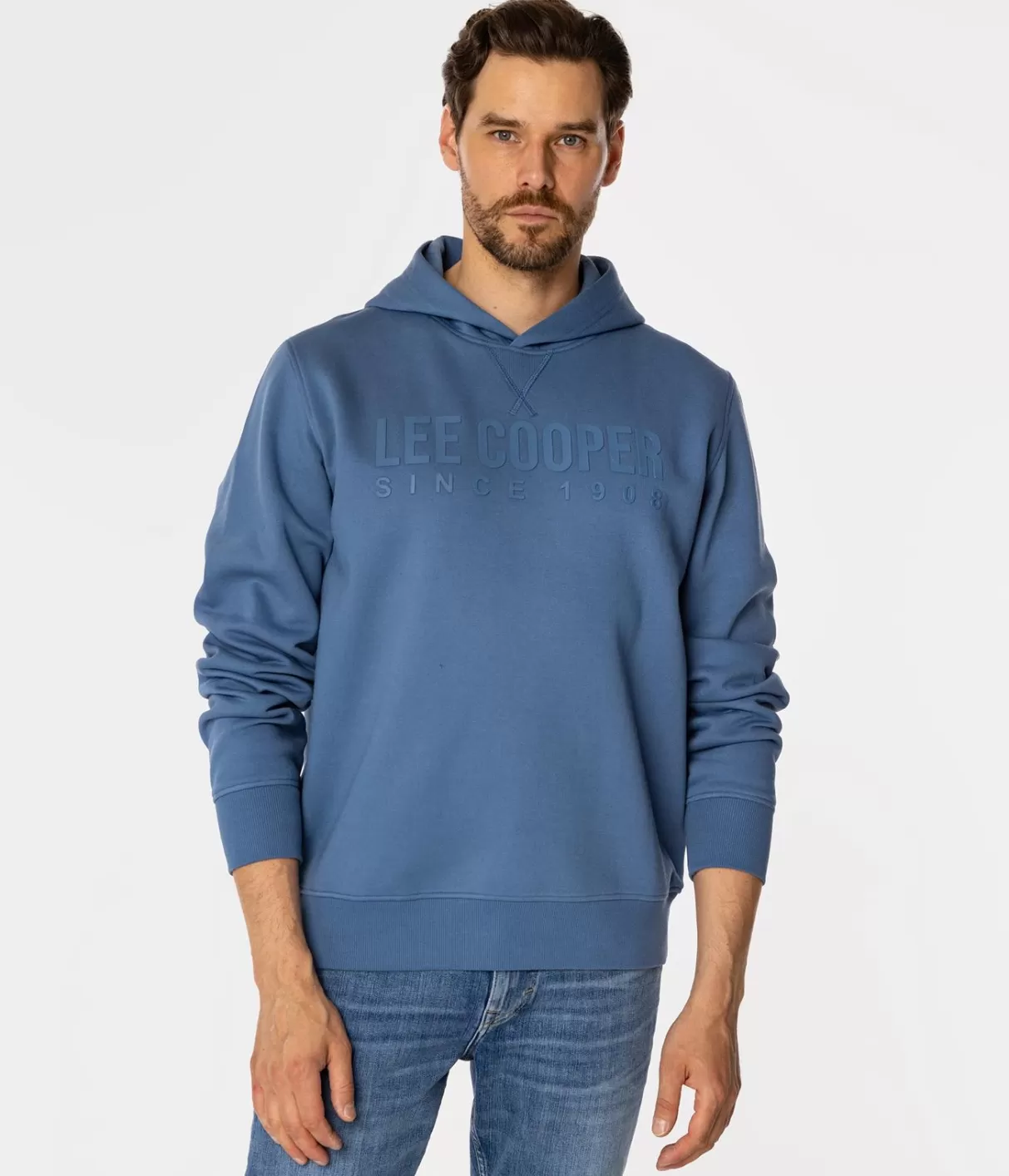 Bluza męska z kapturem i napisami ARIUS 4325 CORONET BLUE-Lee Cooper Best Sale