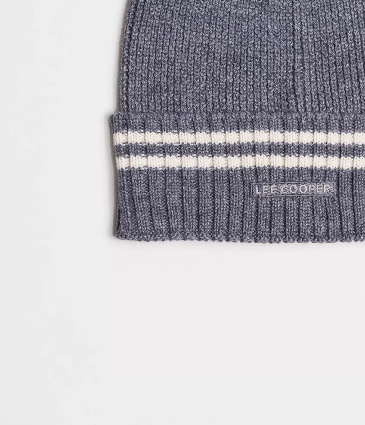 Czapka zimowa męska z wełną merino 5054 GREY STRIPES-Lee Cooper Fashion