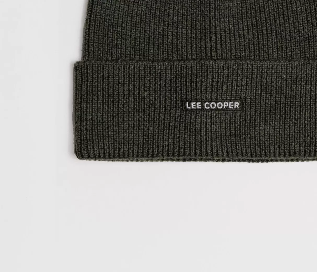 Czapka zimowa męska z wełną merino 5052 KHAKI-Lee Cooper Cheap