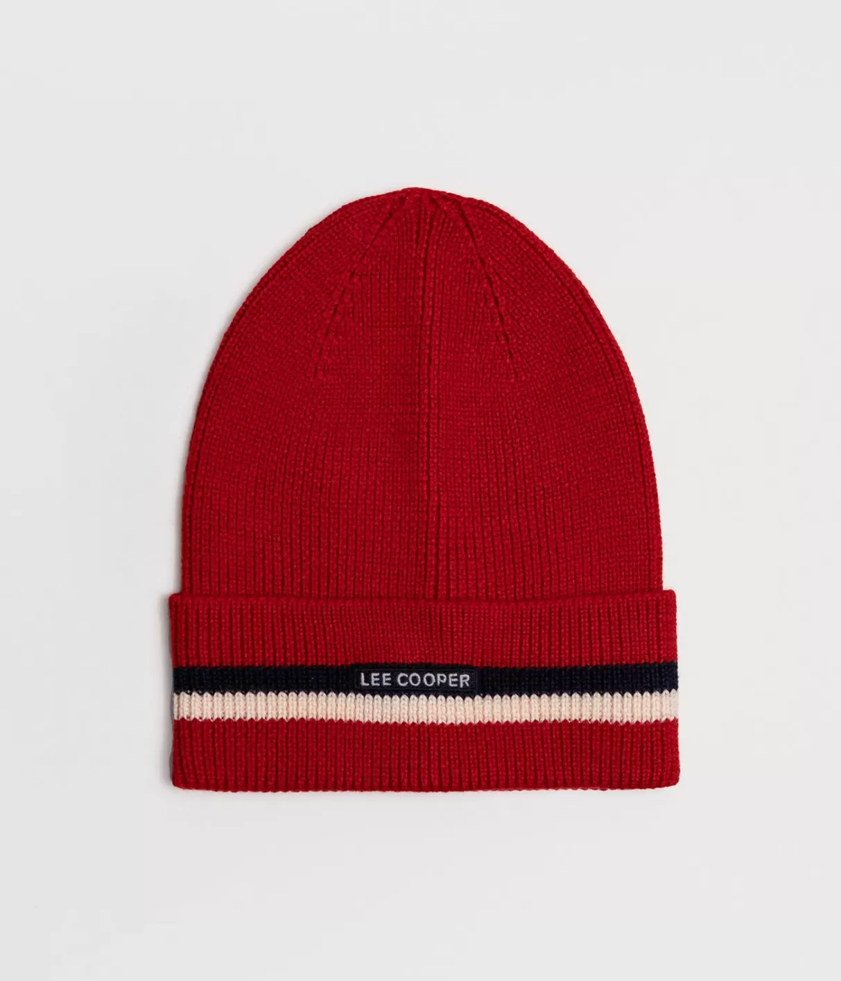 Czapka zimowa męska z wełną merino 5053 RED STRIPES-Lee Cooper Best Sale