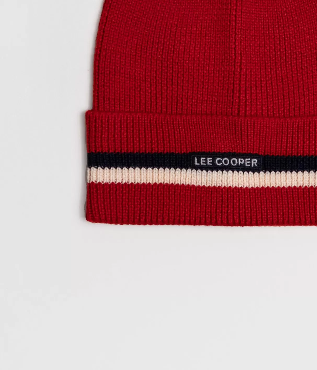 Czapka zimowa męska z wełną merino 5053 RED STRIPES-Lee Cooper Best Sale