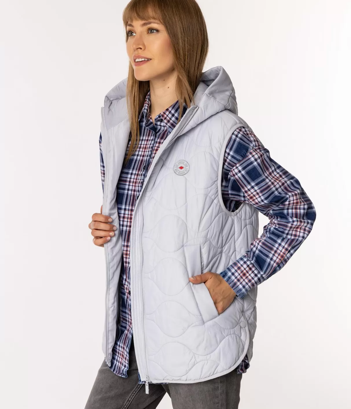 Kamizelka damska oversize z kapturem IDA 8912 NIMBUS CLOUD-Lee Cooper Shop