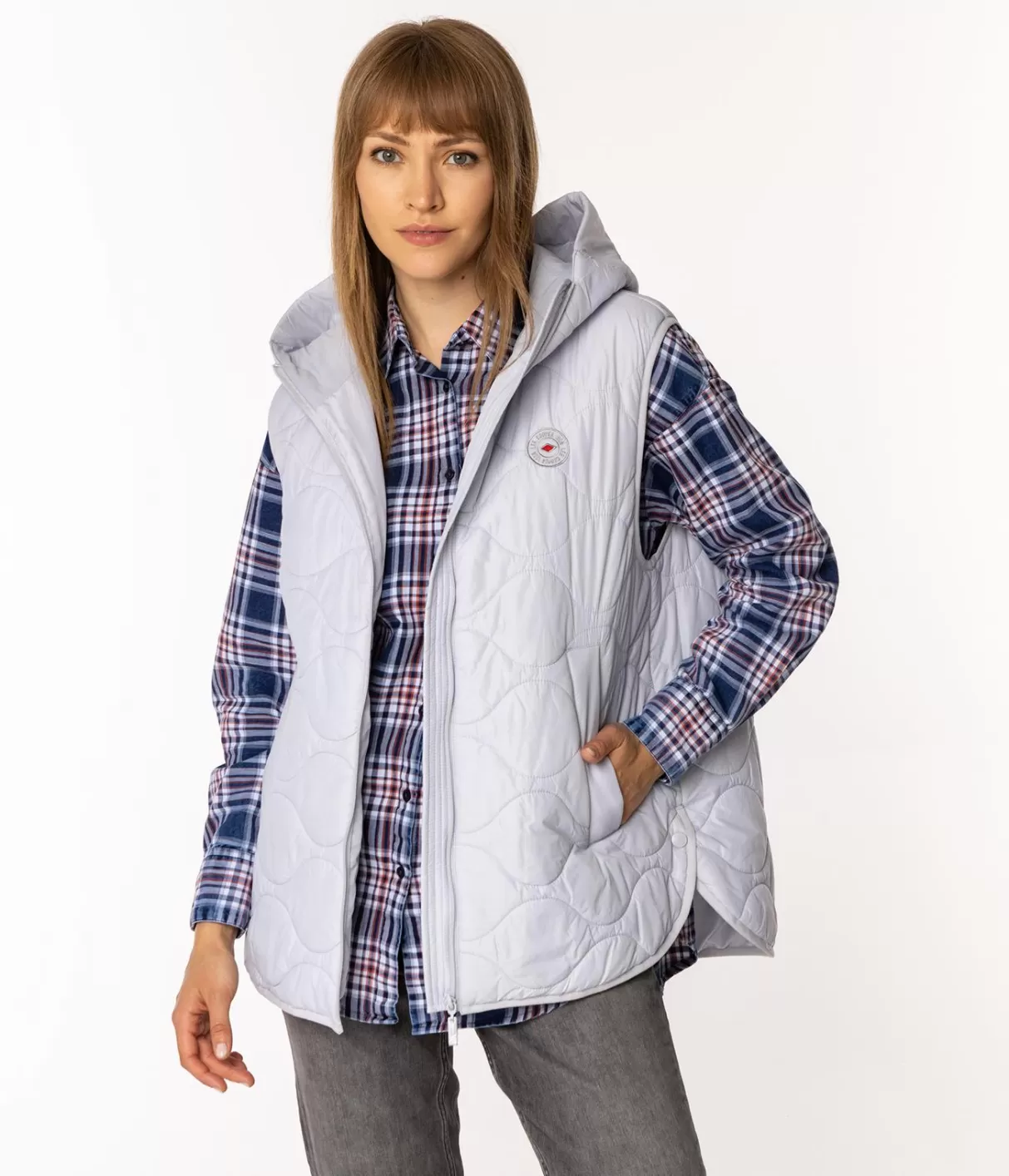 Kamizelka damska oversize z kapturem IDA 8912 NIMBUS CLOUD-Lee Cooper Shop