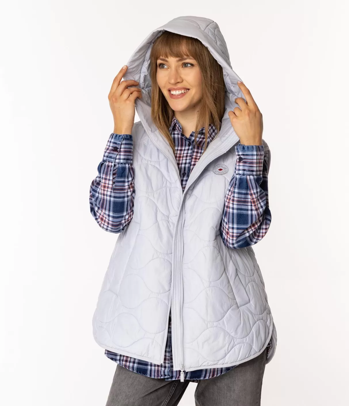 Kamizelka damska oversize z kapturem IDA 8912 NIMBUS CLOUD-Lee Cooper Shop
