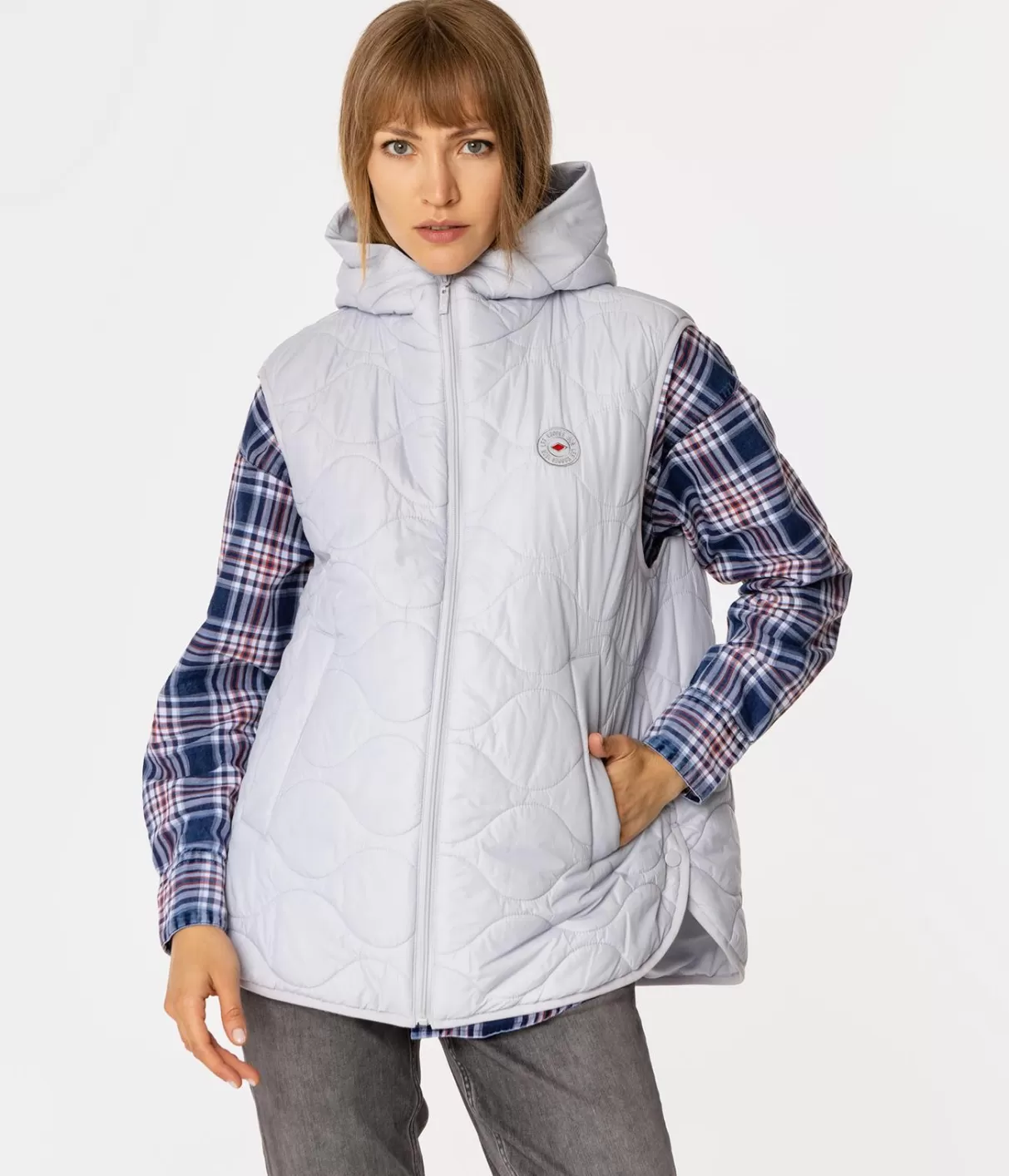 Kamizelka damska oversize z kapturem IDA 8912 NIMBUS CLOUD-Lee Cooper Shop