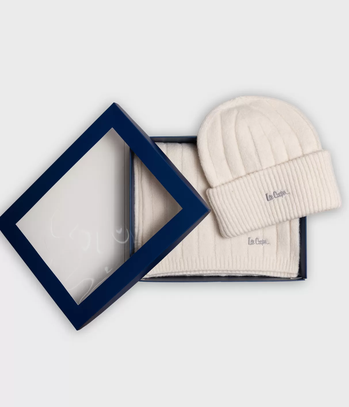 Komplet z kaszmirem czapka zimowa damska i szalik 3321 OFF WHITE-Lee Cooper Shop