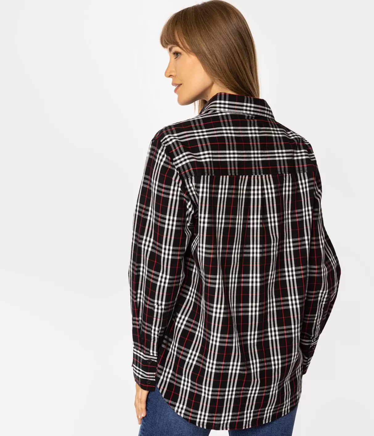 Koszula damska oversize w kratę LENA 2489 BLACK CHECK-Lee Cooper Best Sale