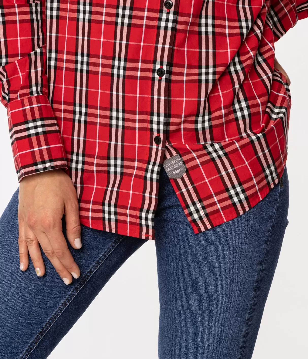 Koszula damska oversize w kratę LENA 2489 RED CHECK-Lee Cooper Best Sale