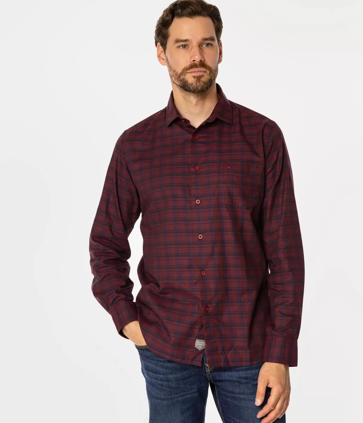 Koszula meska slim w kratę WINDSOR 18KZ DARK RED-Lee Cooper Best