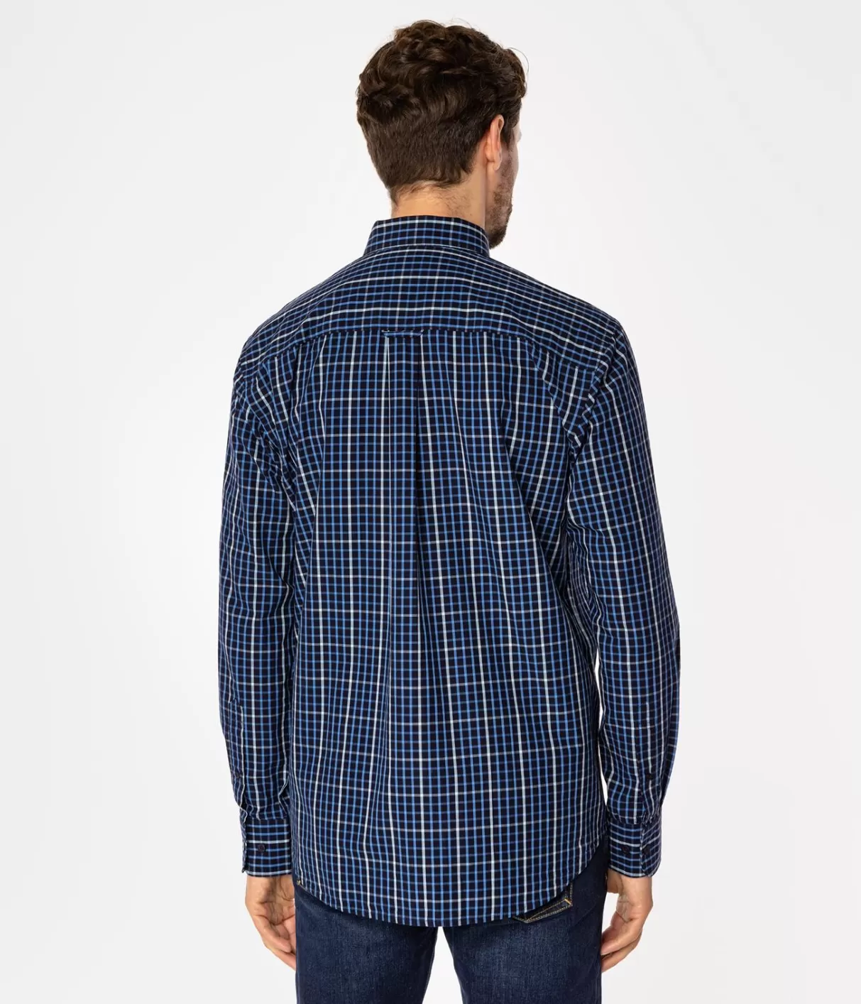 Koszula męska comfort w drobną kratkę NEW TENBY 32KZ BLUE-Lee Cooper Clearance