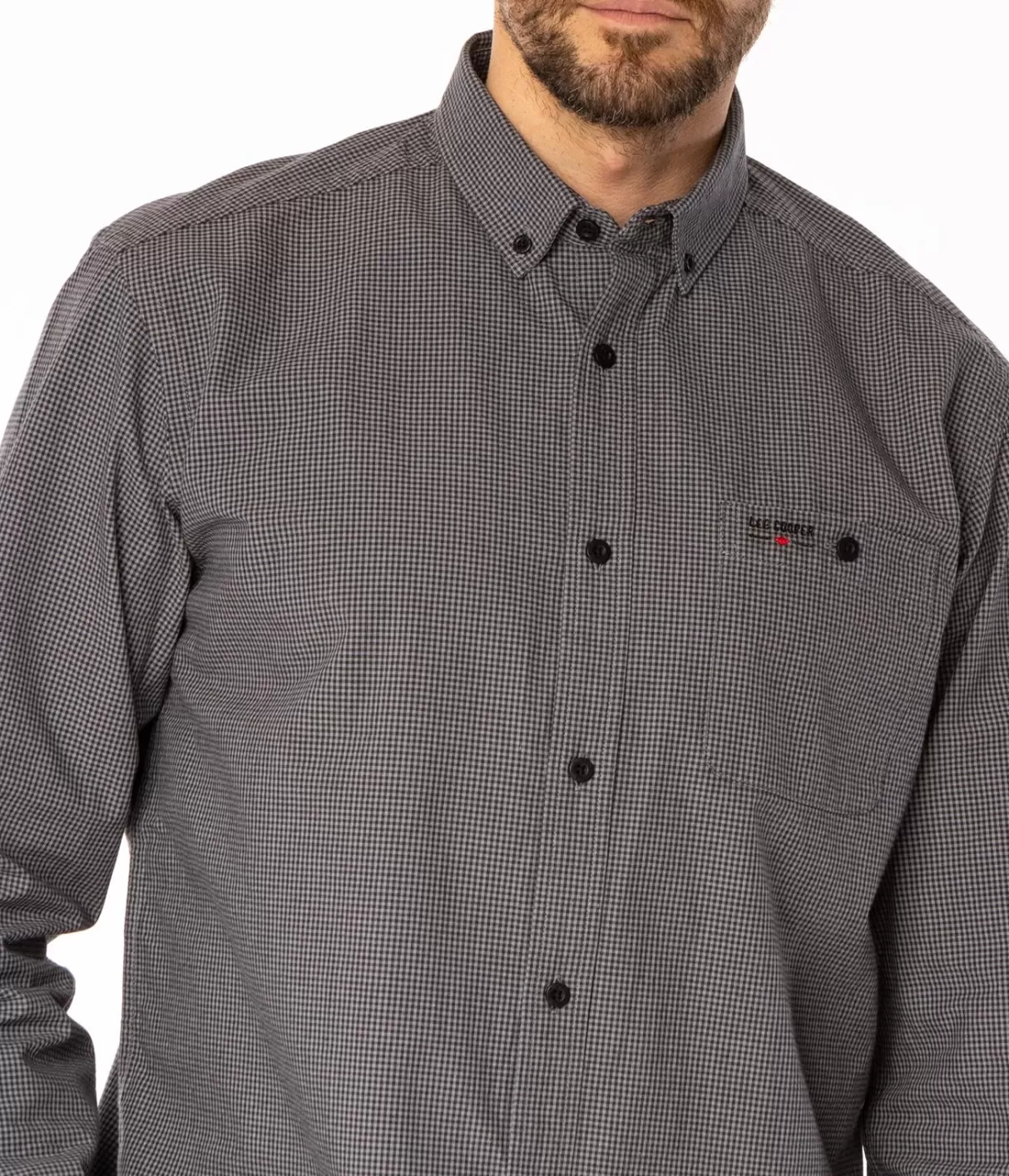 Koszula męska comfort w drobną kratkę NEW TENBY 36KZ GREY-Lee Cooper Sale
