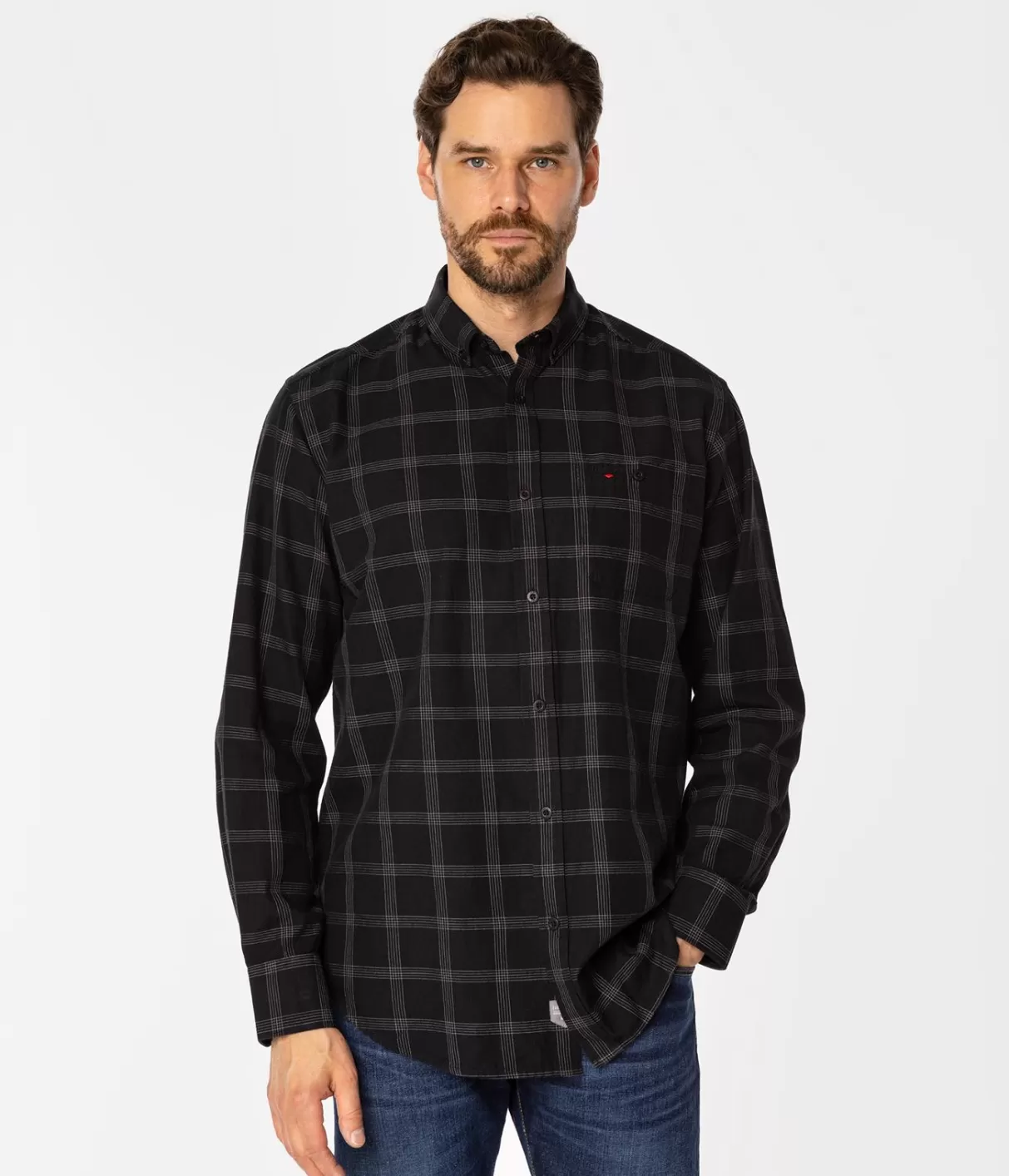 Koszula męska comfort w kratę NEW TENBY 12KZ BLACK-Lee Cooper Best Sale