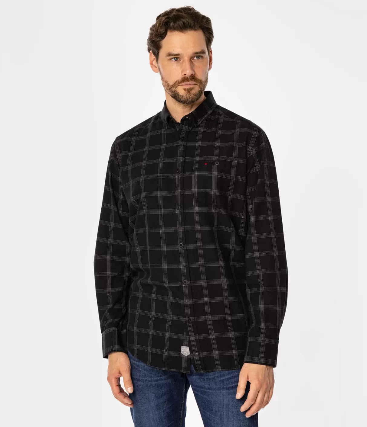 Koszula męska comfort w kratę NEW TENBY 12KZ BLACK-Lee Cooper Best Sale