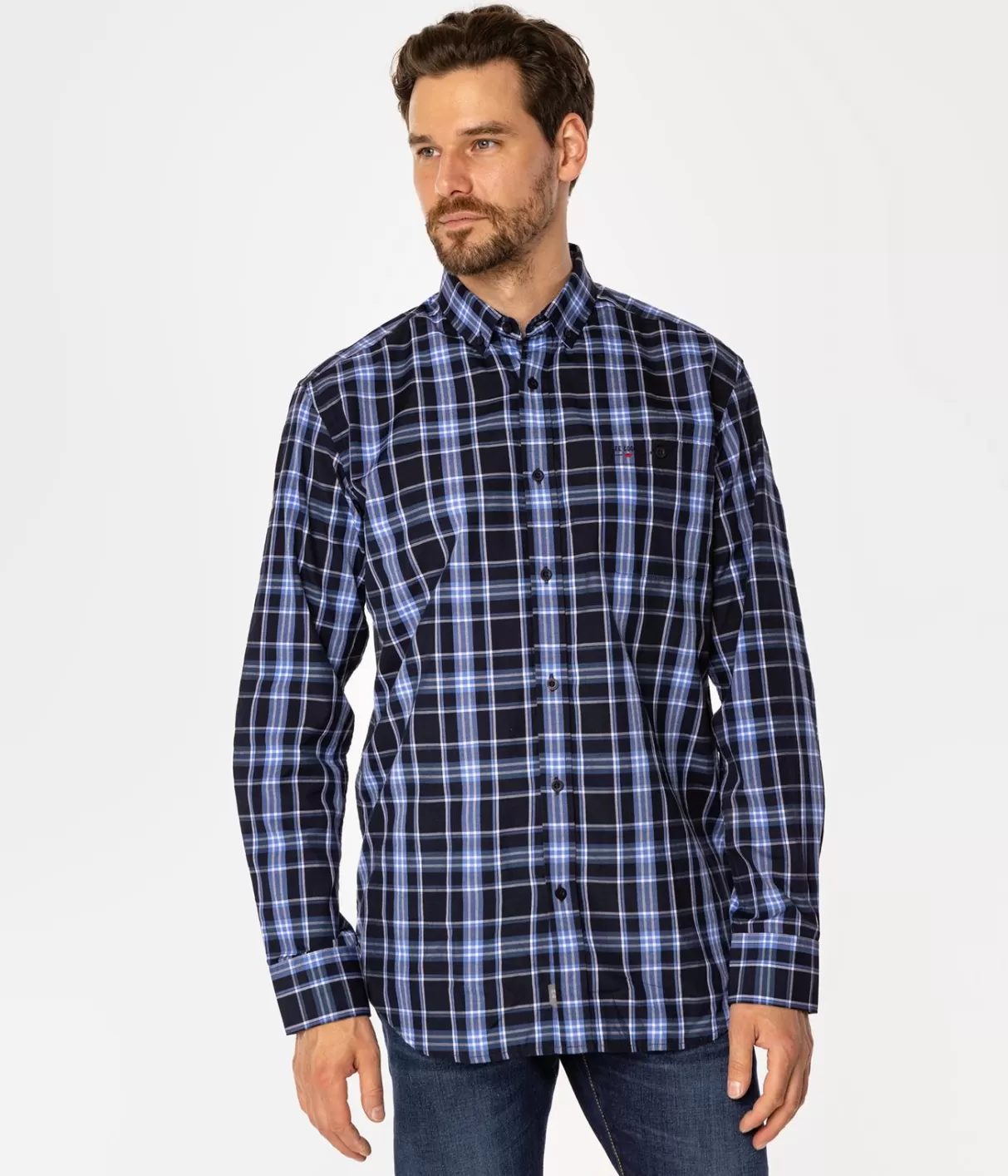 Koszula męska comfort w kratę NEW TENBY 05KZ BLUE-Lee Cooper Discount