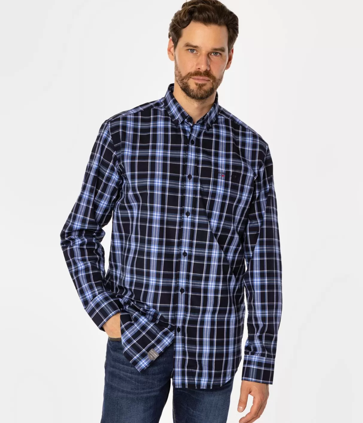 Koszula męska comfort w kratę NEW TENBY 05KZ BLUE-Lee Cooper Discount