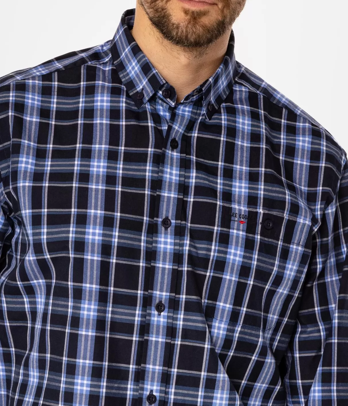 Koszula męska comfort w kratę NEW TENBY 05KZ BLUE-Lee Cooper Discount