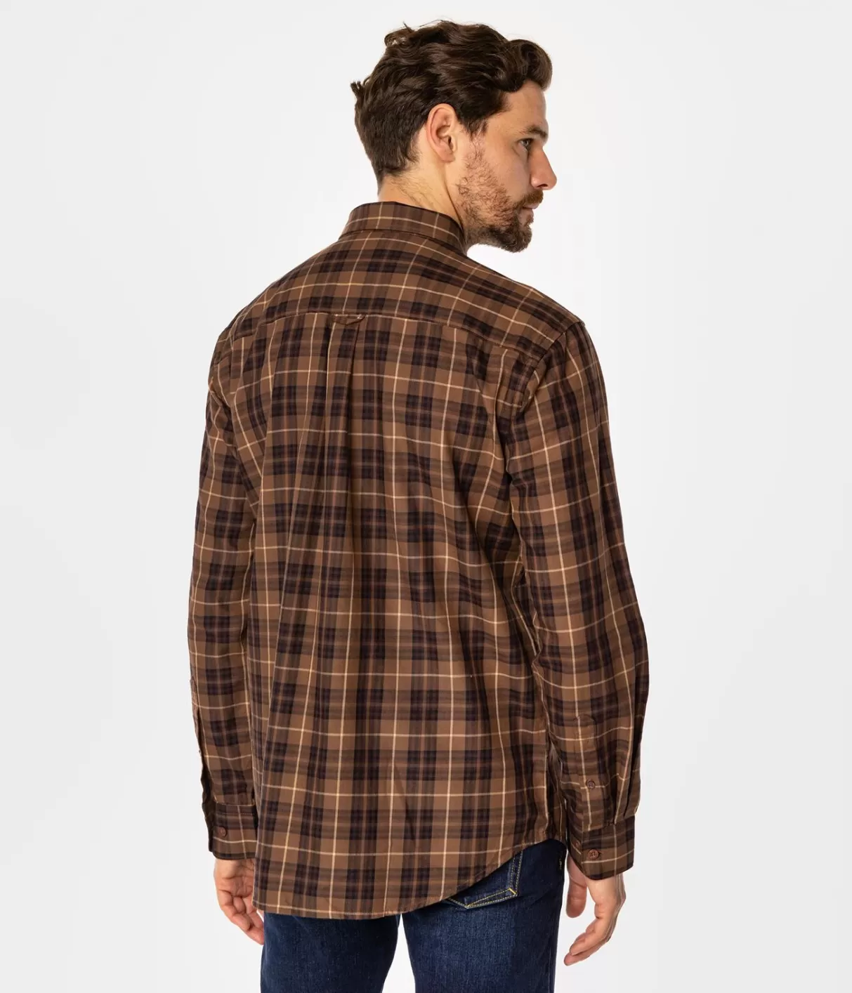 Koszula męska comfort w kratę NEW TENBY 10KZ BROWN-Lee Cooper Shop