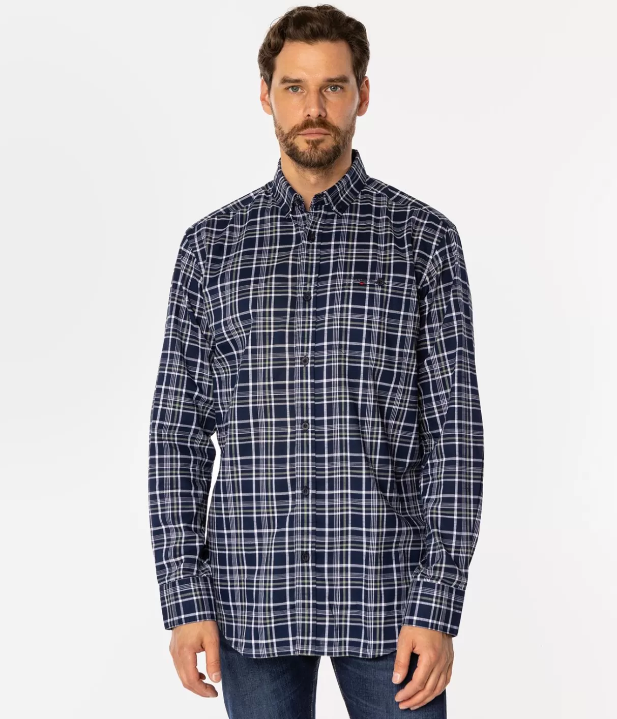 Koszula męska comfort w kratę NEW TENBY 16KZ NAVY-Lee Cooper Online