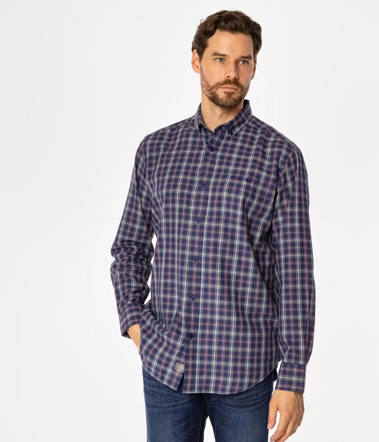 Koszula męska comfort w kratę NEW TENBY 21KZ NAVY-Lee Cooper Online