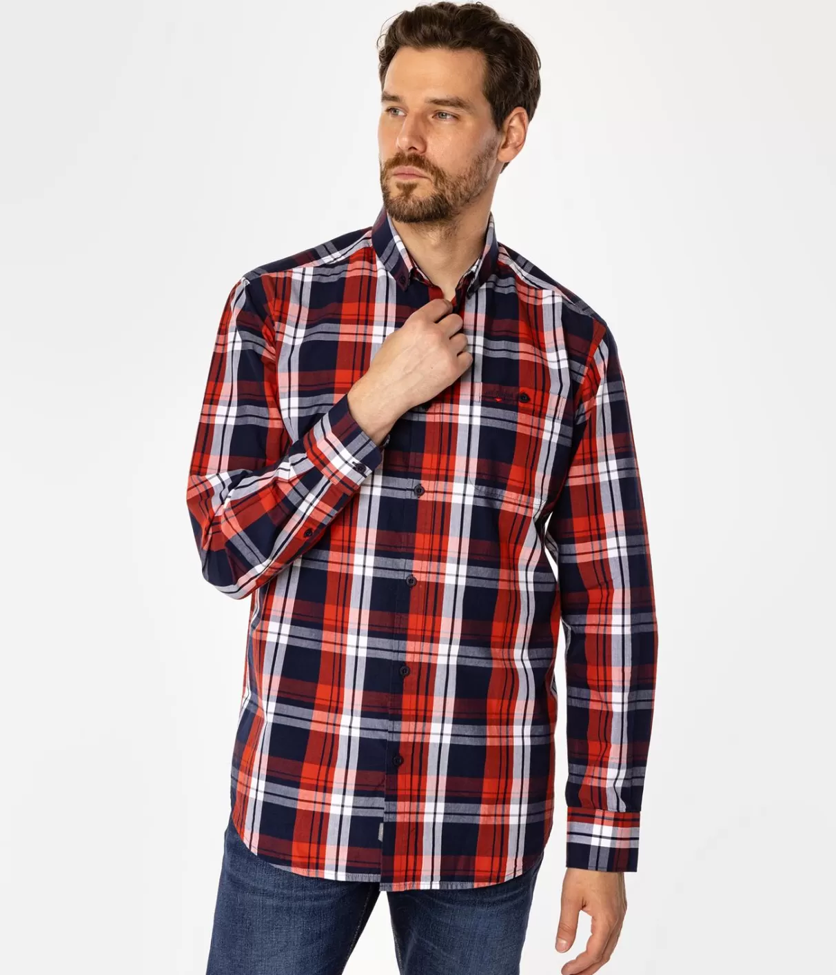 Koszula męska comfort w kratę NEW TENBY 02KZ RED-Lee Cooper Sale