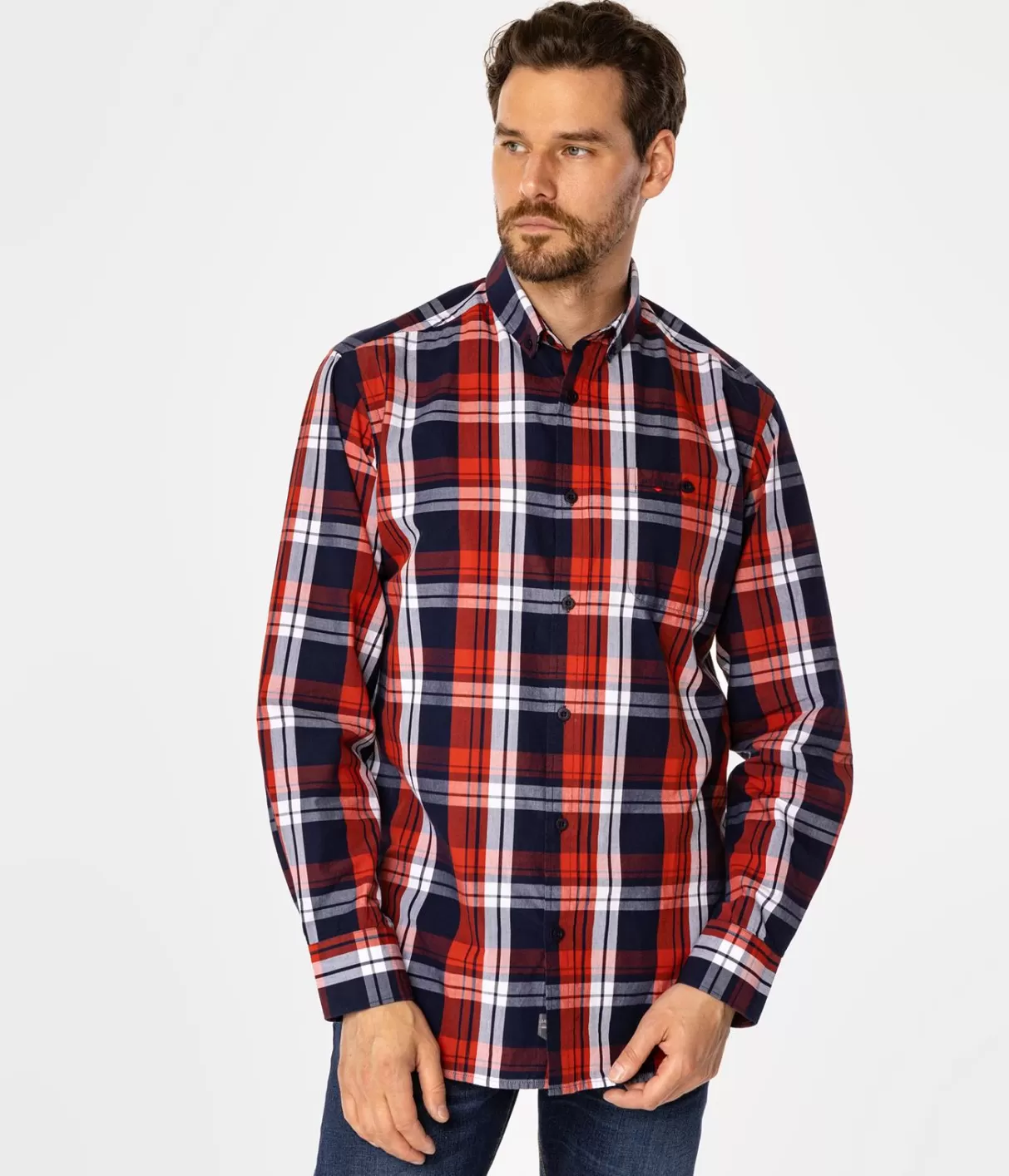 Koszula męska comfort w kratę NEW TENBY 02KZ RED-Lee Cooper Sale