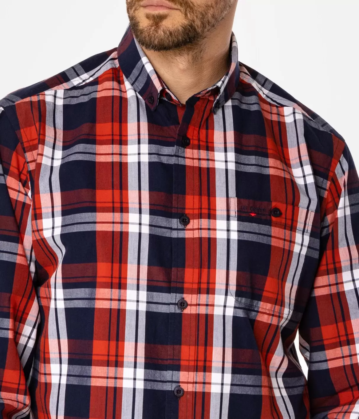 Koszula męska comfort w kratę NEW TENBY 02KZ RED-Lee Cooper Sale