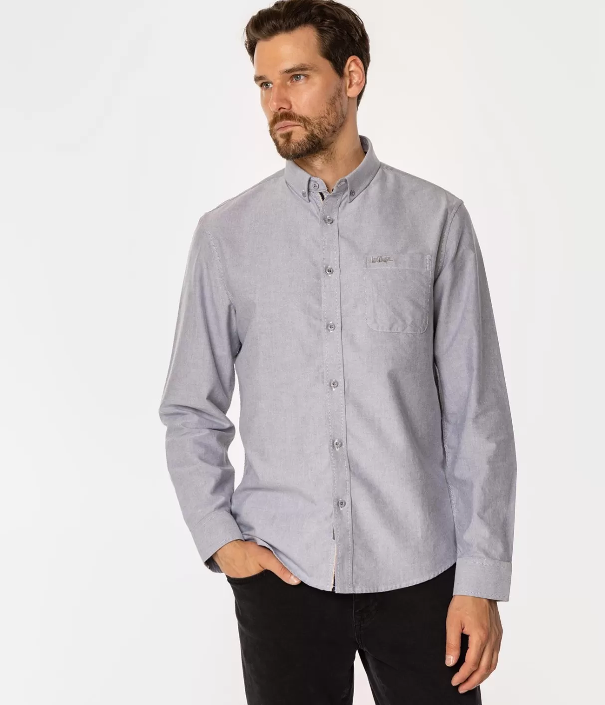 Koszula męska regular LARS OXFORD GREY-Lee Cooper Fashion
