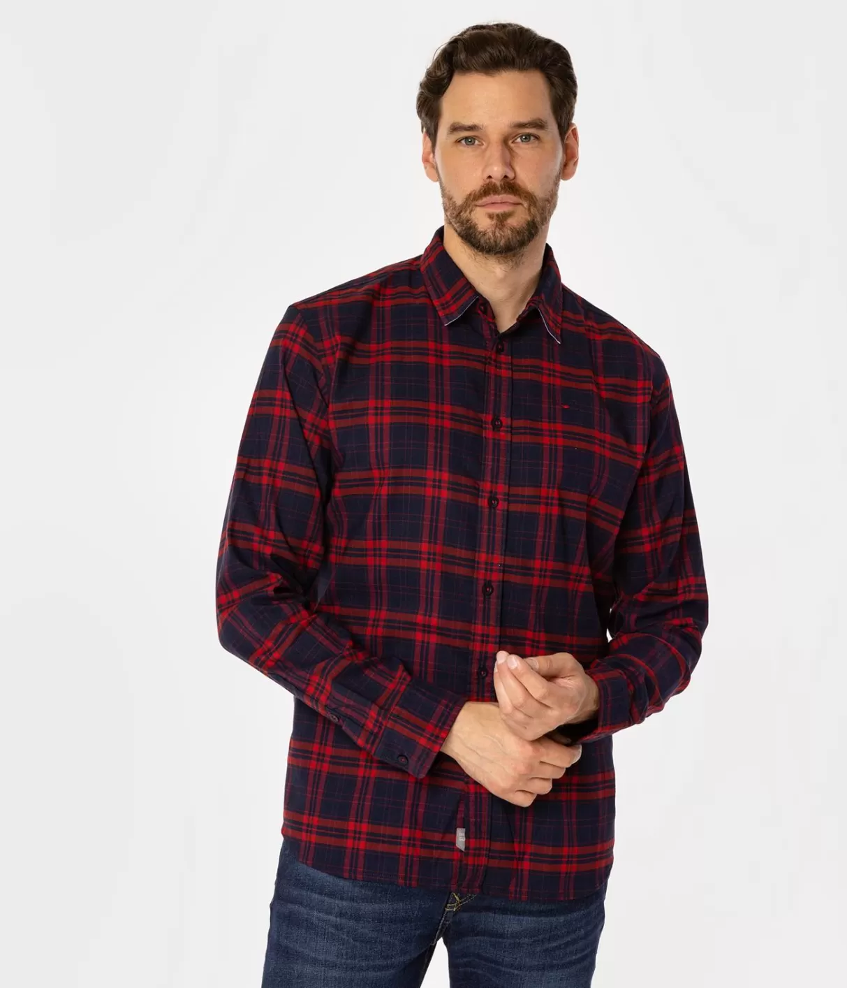 Koszula męska regular w kratę REY 04KZ RED-Lee Cooper Fashion