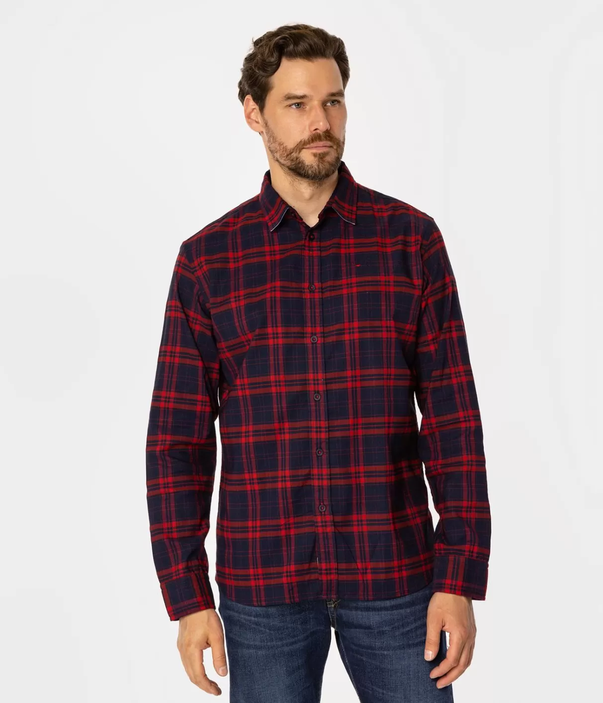Koszula męska regular w kratę REY 04KZ RED-Lee Cooper Fashion