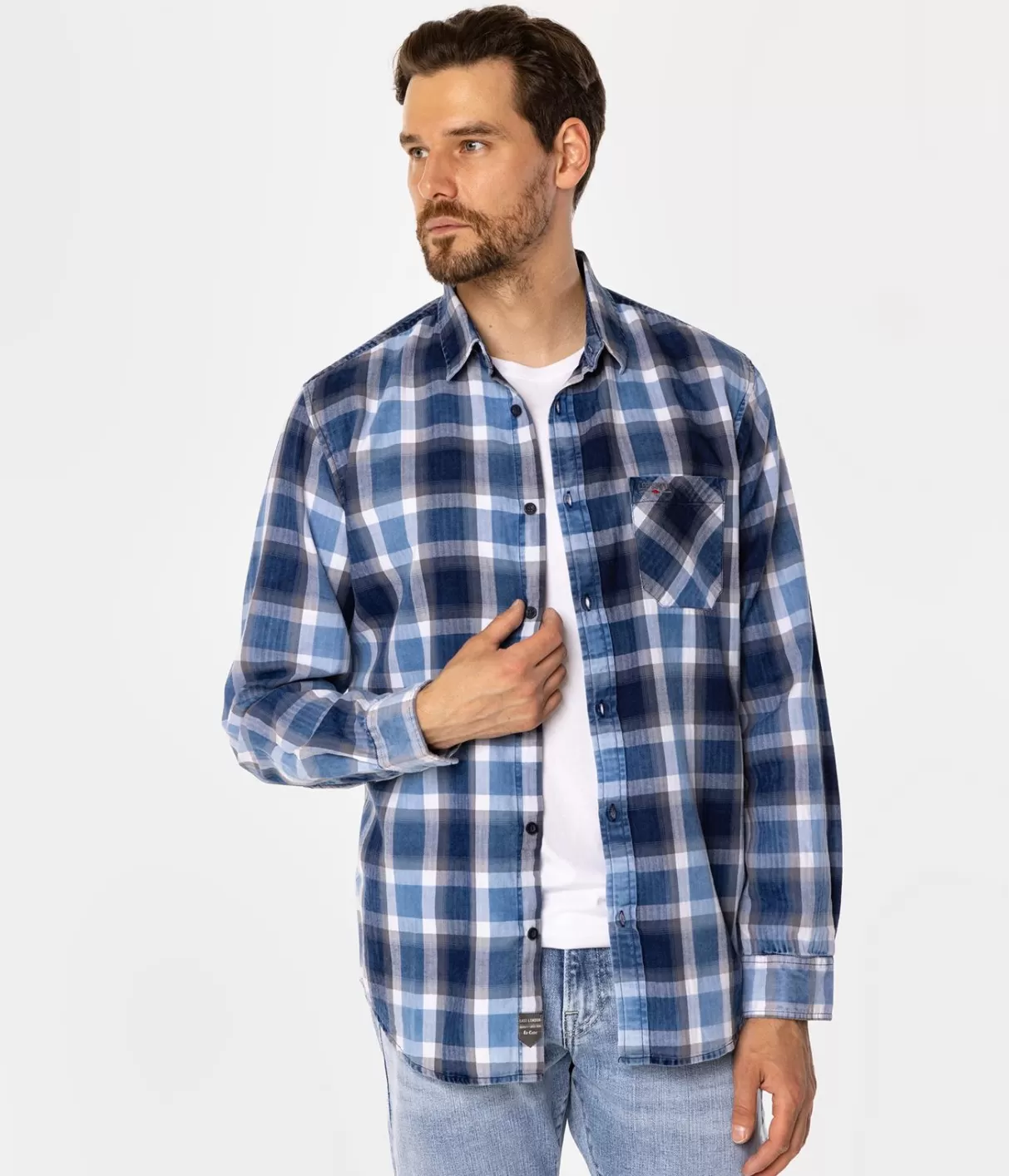 Koszula męska regular w kratę SCOTT 5736 BLUE INDIGO-Lee Cooper Cheap