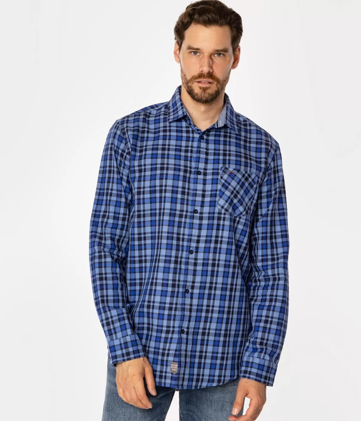 Koszula męska regular w kratę SCOTT 5751 CORONET BLUE-Lee Cooper Clearance
