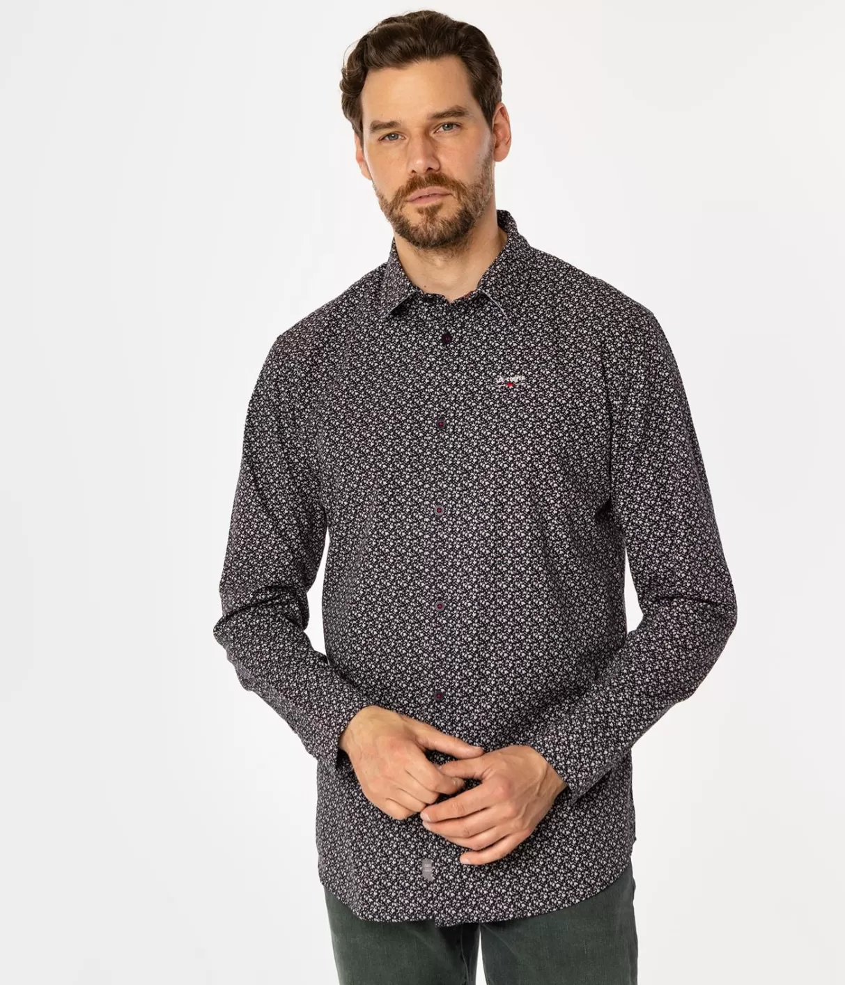 Koszula męska regular z nadrukiem REY 54MP NAVY-Lee Cooper Store