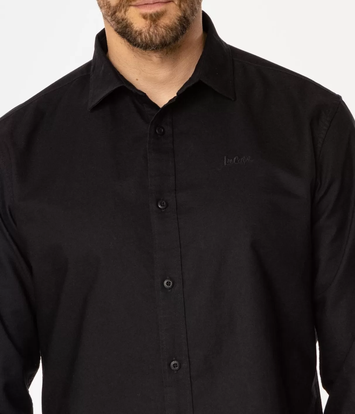 Koszula męska slim LIAM OXFORD BLACK-Lee Cooper Cheap