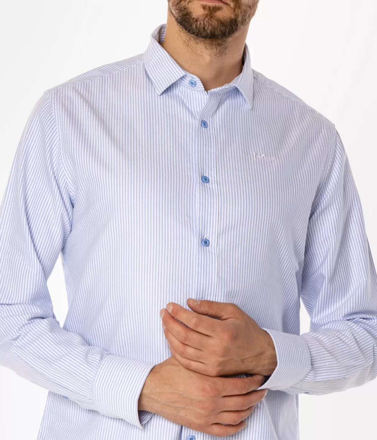 Koszula męska slim w paski LIAM OXFORD BLUE STRIPES-Lee Cooper New