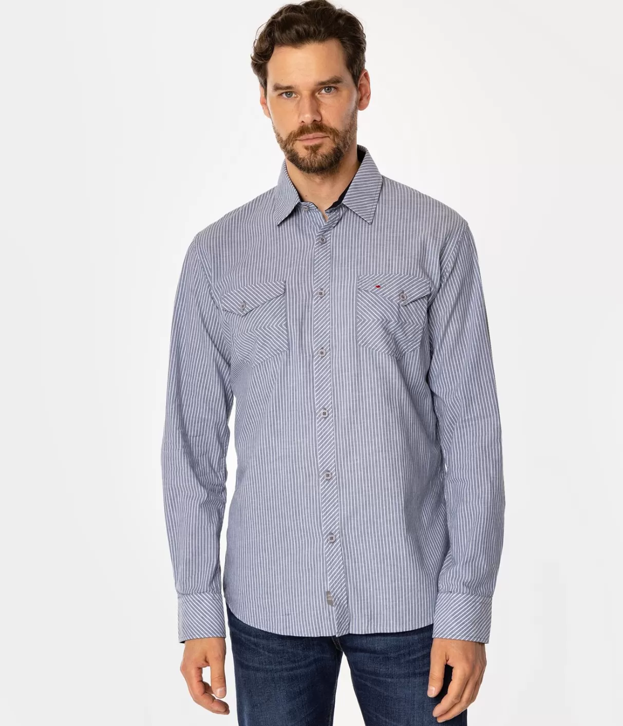 Koszula męska slim w pionowe paski MALT 44PZ BLUE-Lee Cooper Hot