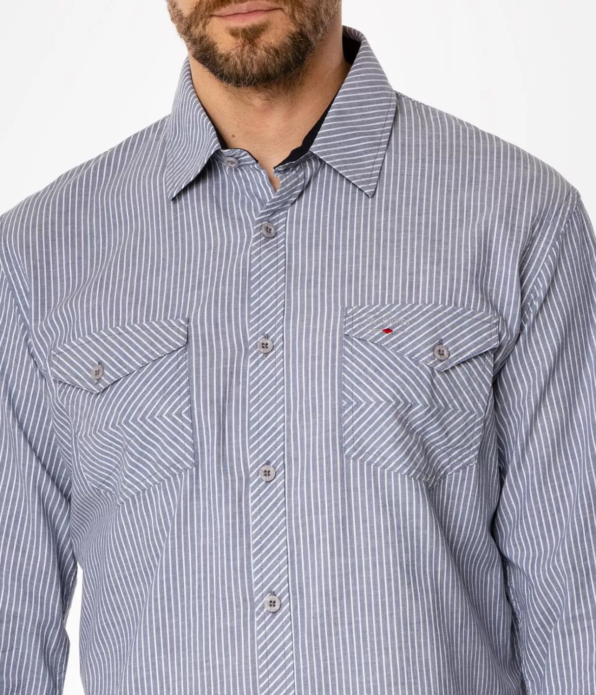 Koszula męska slim w pionowe paski MALT 44PZ BLUE-Lee Cooper Hot