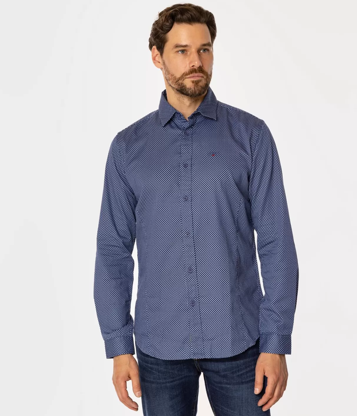 Koszula męska slim z mikroprintem DANIELS 49MP BLUE-Lee Cooper Best Sale