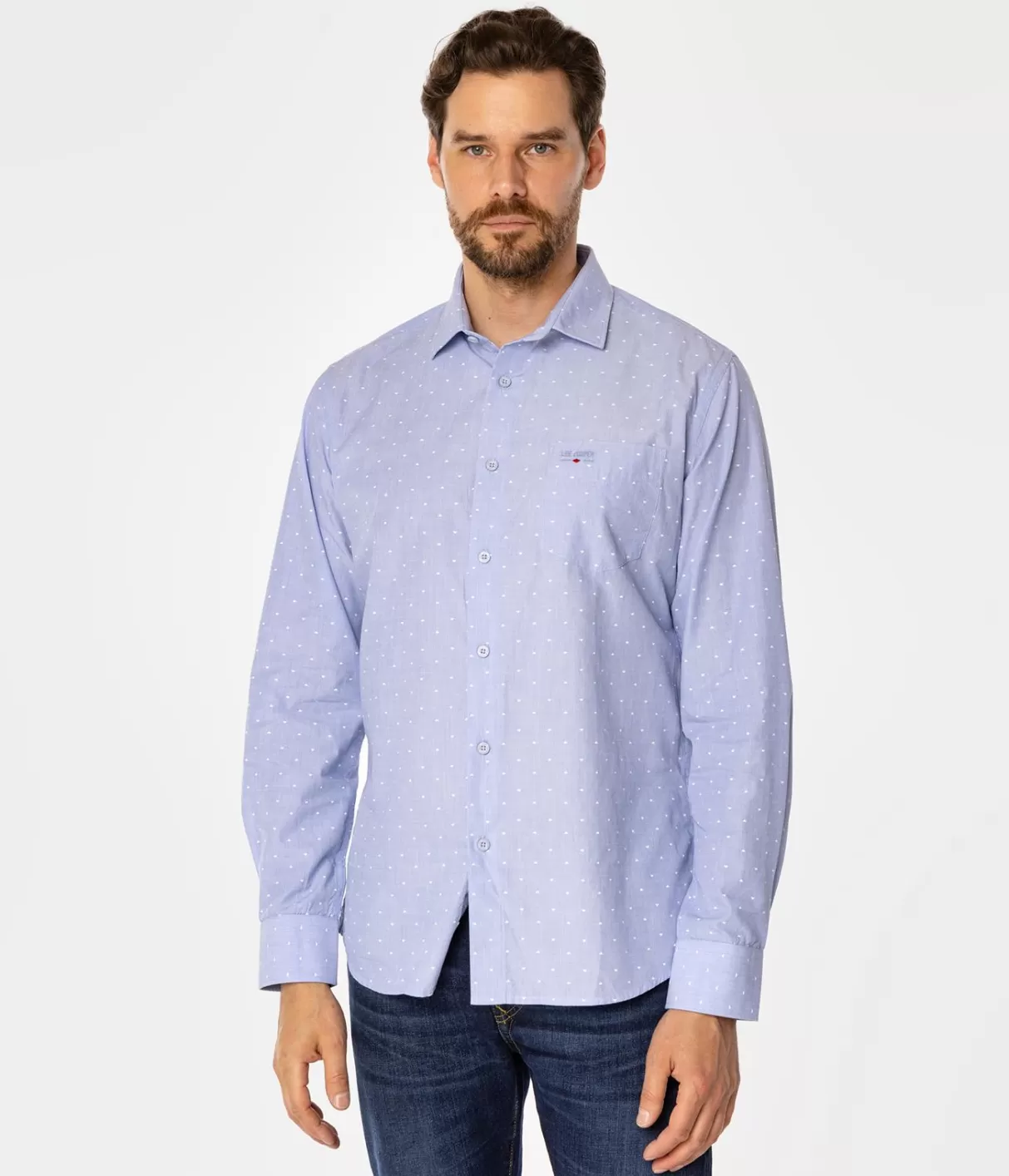 Koszula męska slim z mikroprintem WINDSOR 41MP BLUE-Lee Cooper Online