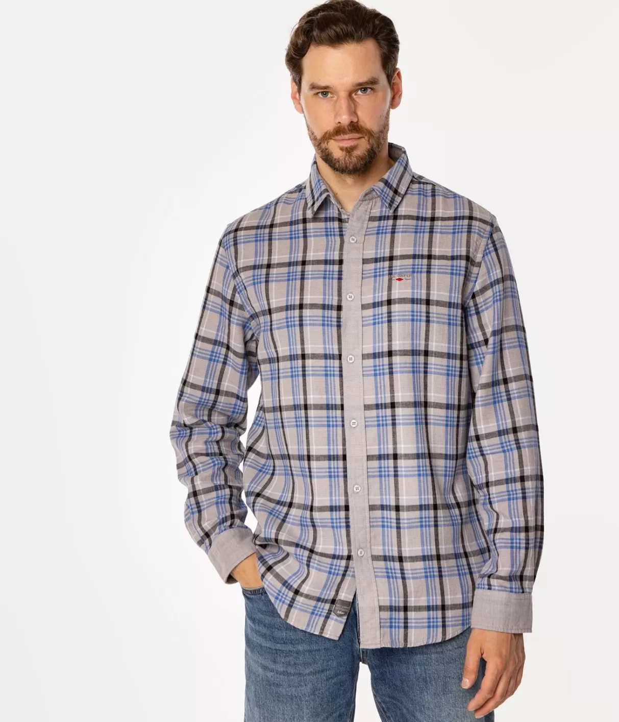 Koszula regular w kratę WAYNE 9310 GREY-Lee Cooper Clearance
