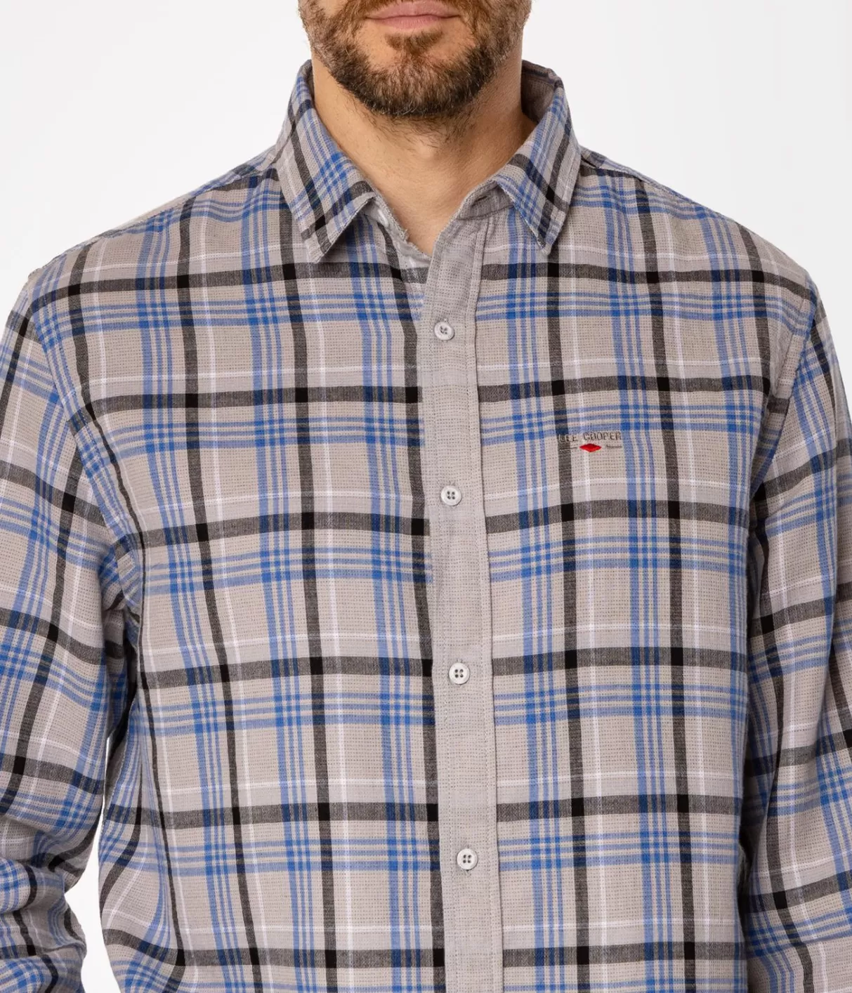 Koszula regular w kratę WAYNE 9310 GREY-Lee Cooper Clearance