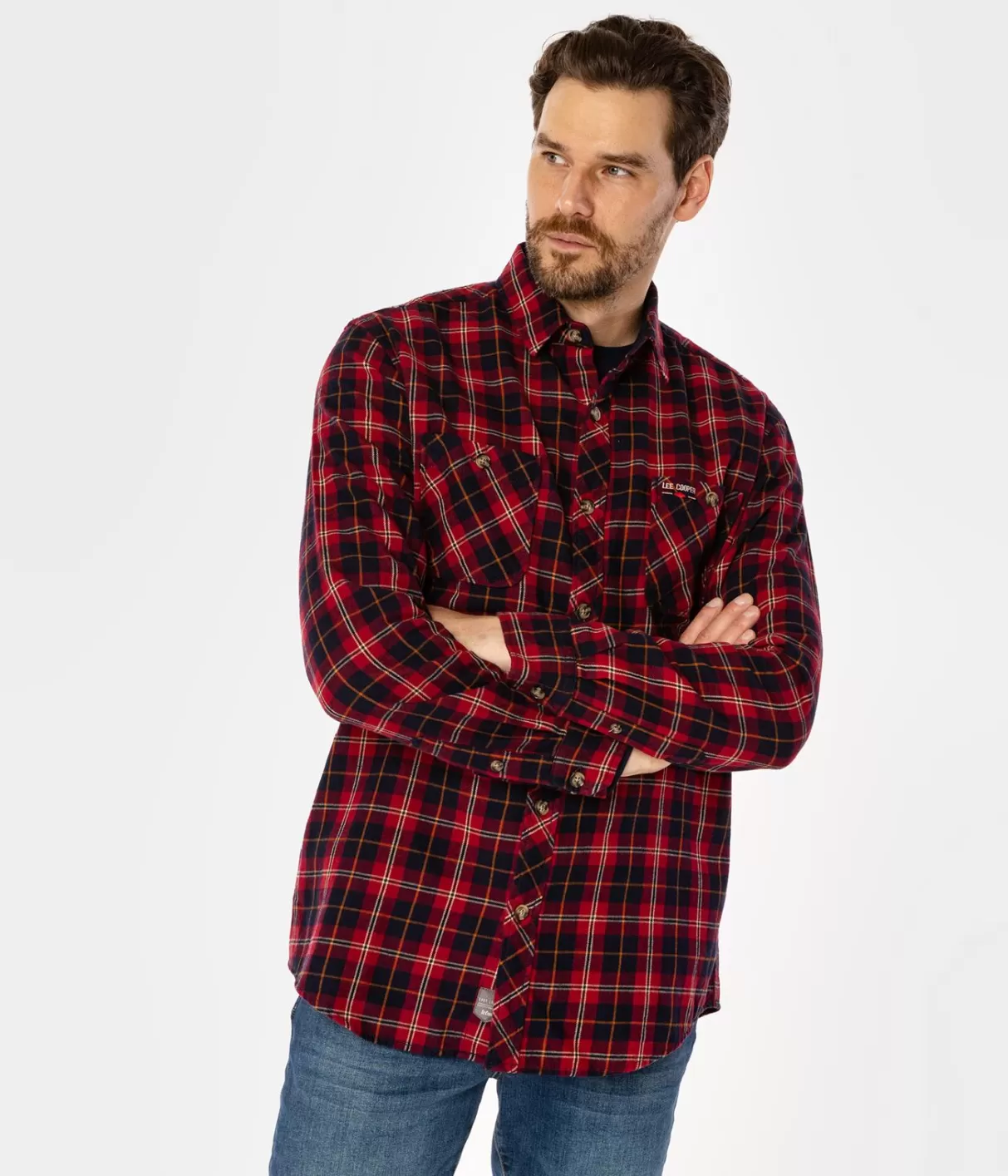Koszula regular w kratę WESLEY 9333 RED-Lee Cooper Cheap