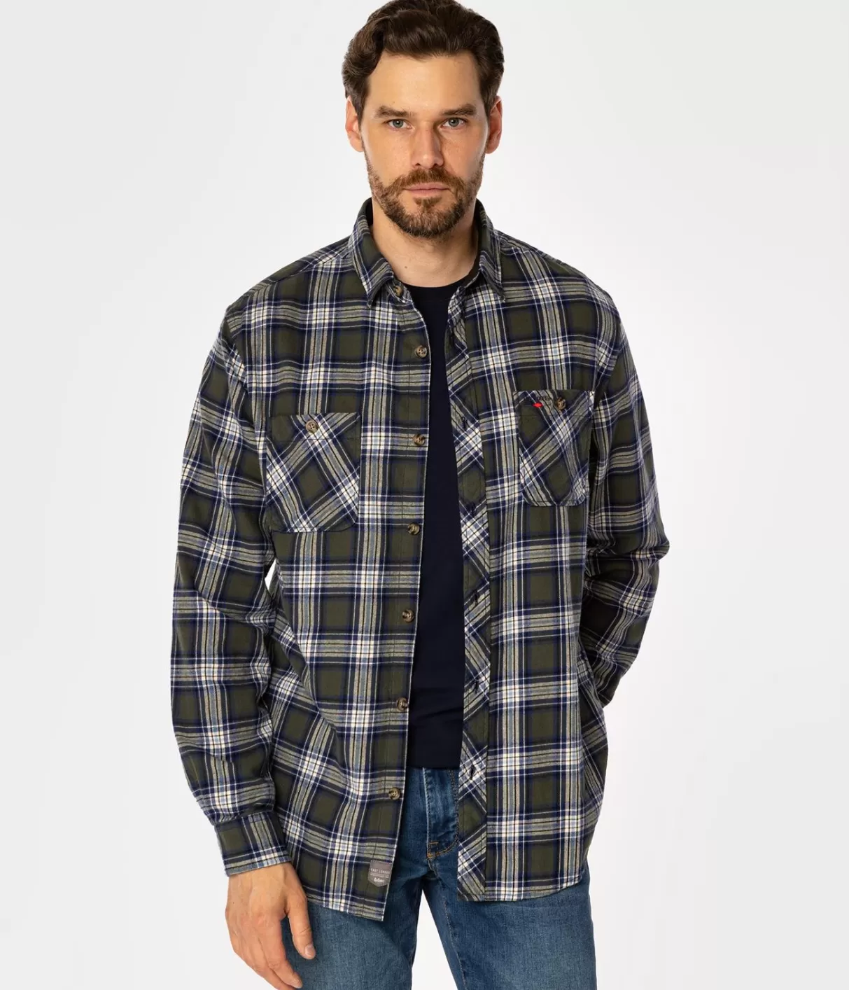 Koszula regular w kratę WESLEY 9334 SPHAGNUM-Lee Cooper Best