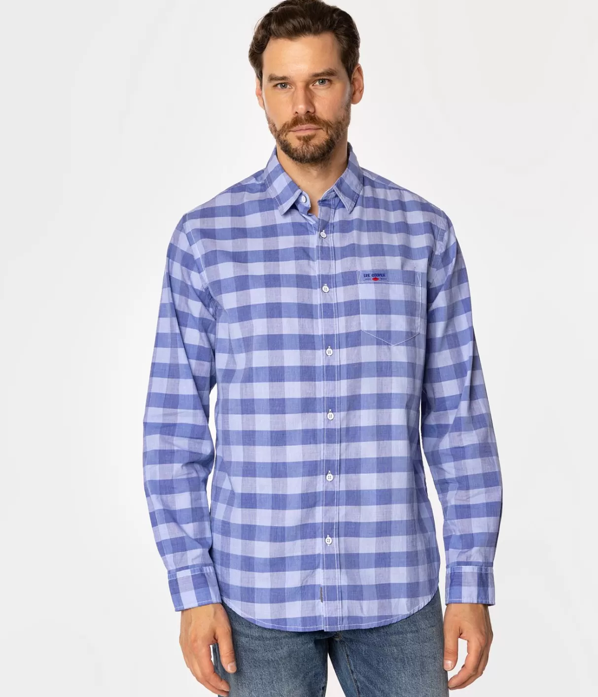 Koszula regular w kratę WILL 9316 BLUE-Lee Cooper Cheap