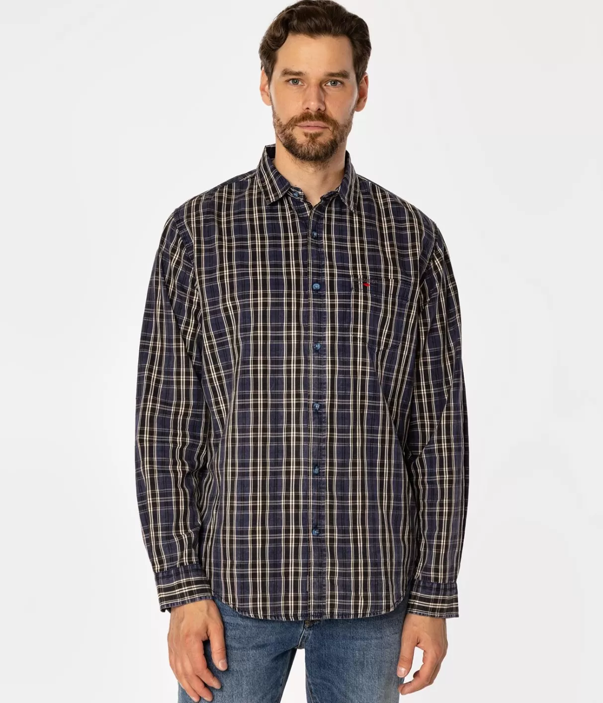 Koszula regular w kratę WILL 9306 NAVY INDIGO-Lee Cooper Fashion