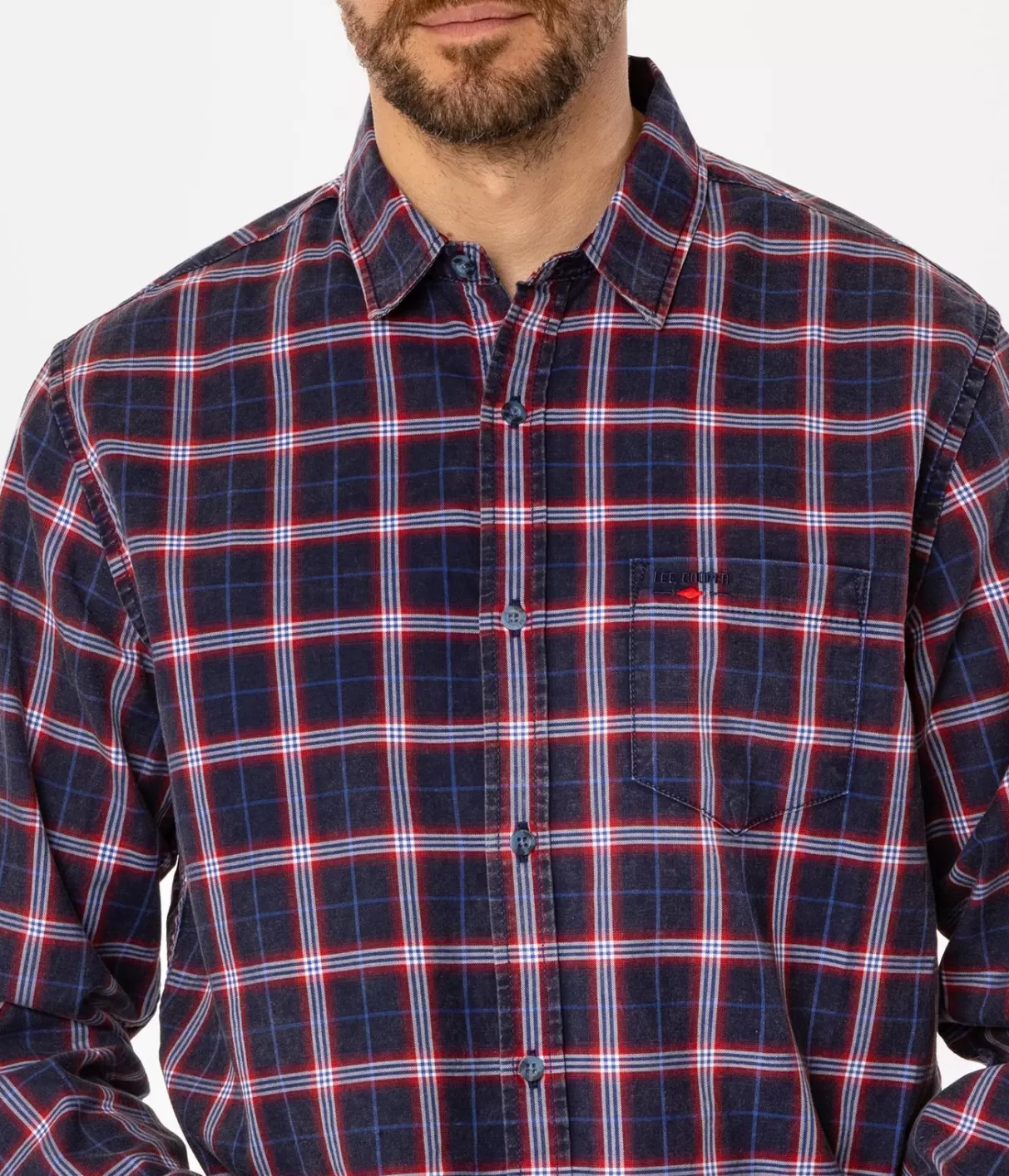 Koszula regular w kratę WILL 9307 NAVY INDIGO-Lee Cooper Hot