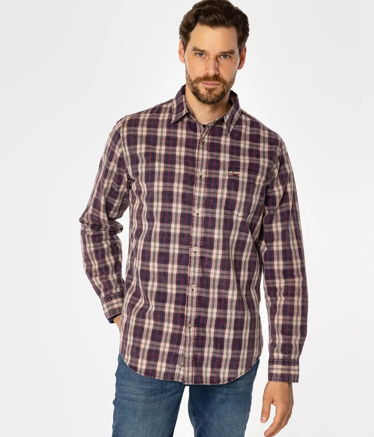 Koszula regular w kratę WILL 9305 VIOLET INDIGO-Lee Cooper Online