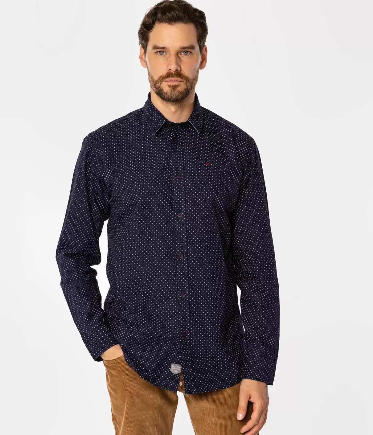Koszula regular z mikroprintem REY 52MP NAVY-Lee Cooper Store