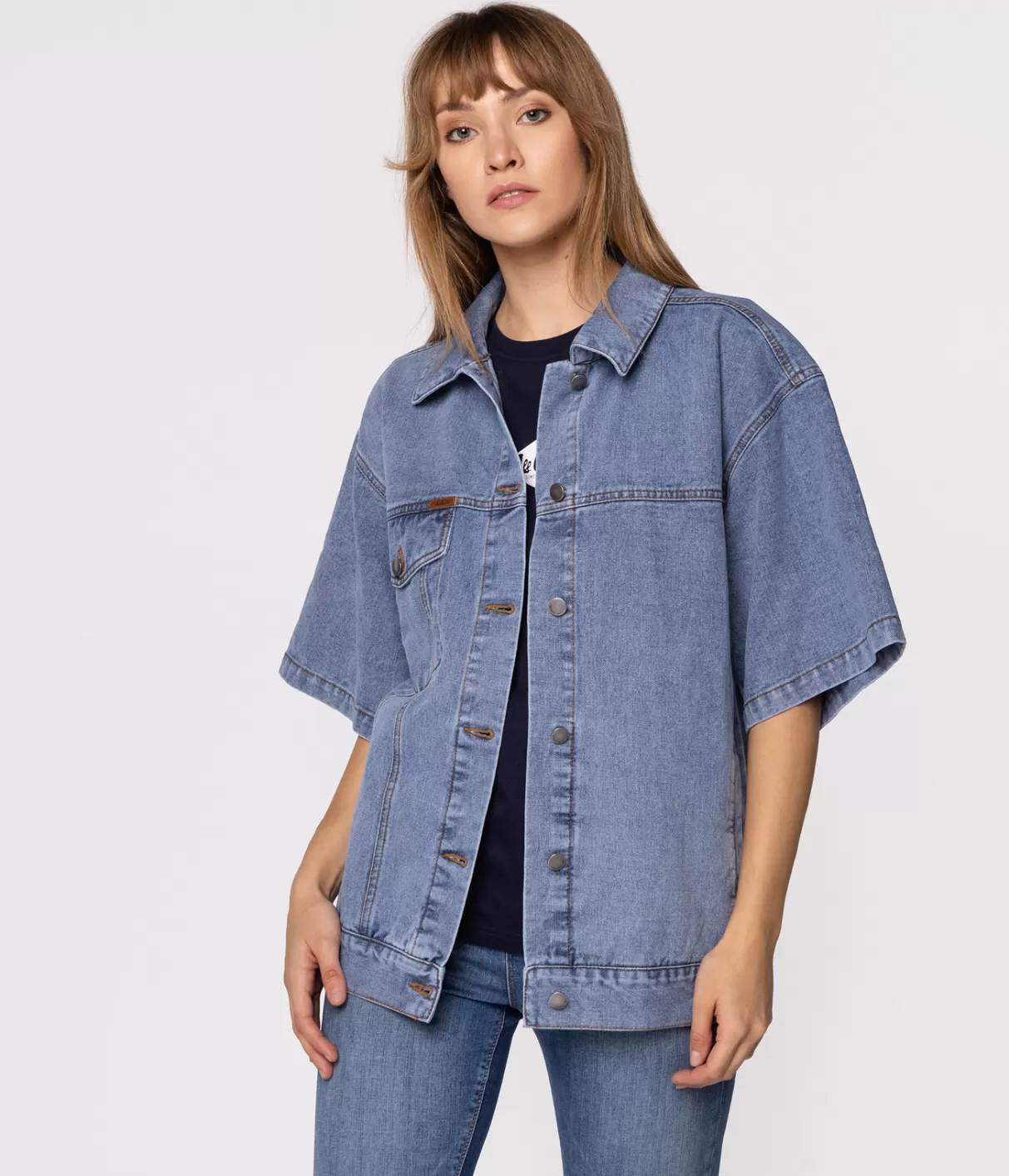 Luźna koszulowa kurtka jeansowa z krótszym rękawem DUNGA 0004 BRUSHED USED-Lee Cooper Cheap