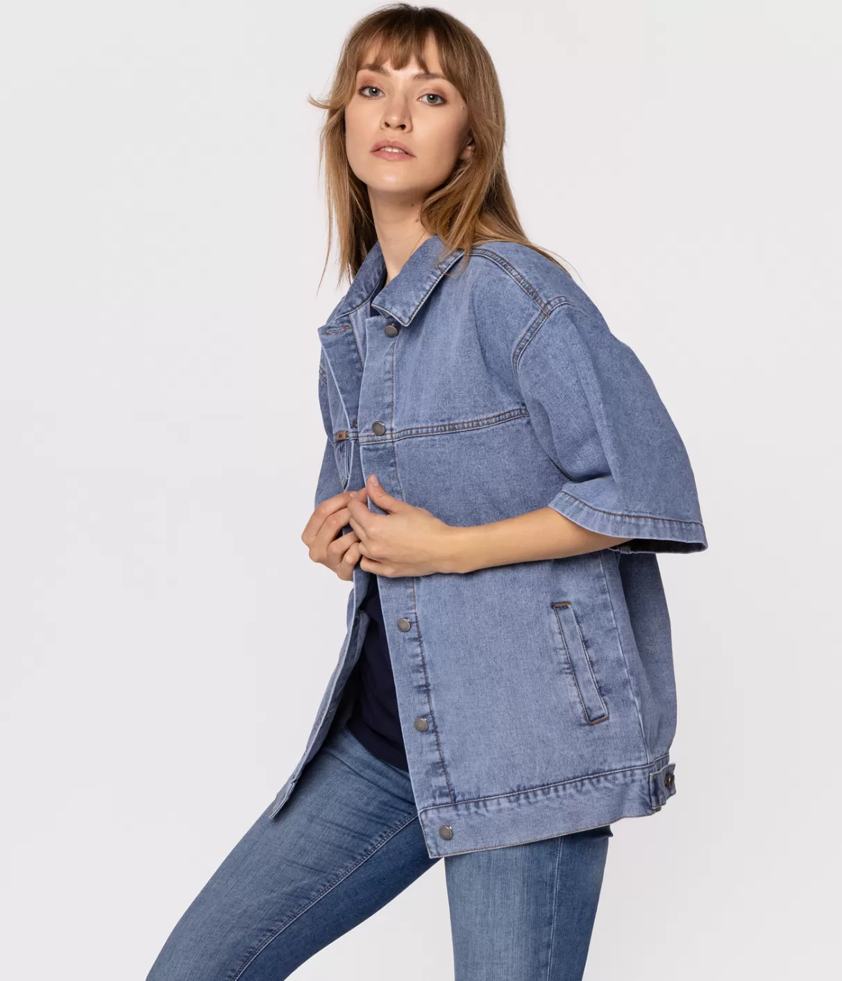Luźna koszulowa kurtka jeansowa z krótszym rękawem DUNGA 0004 BRUSHED USED-Lee Cooper Cheap
