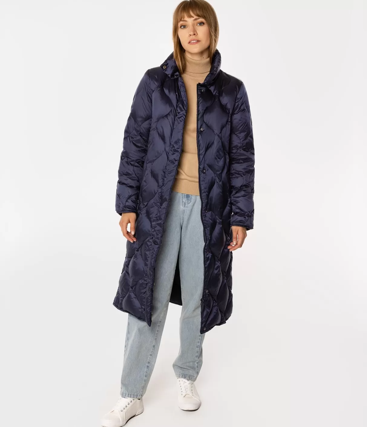 Puchowa kurtka damska z odpinanym kapturem MIRANDA 4617 DRESS BLUE-Lee Cooper Best